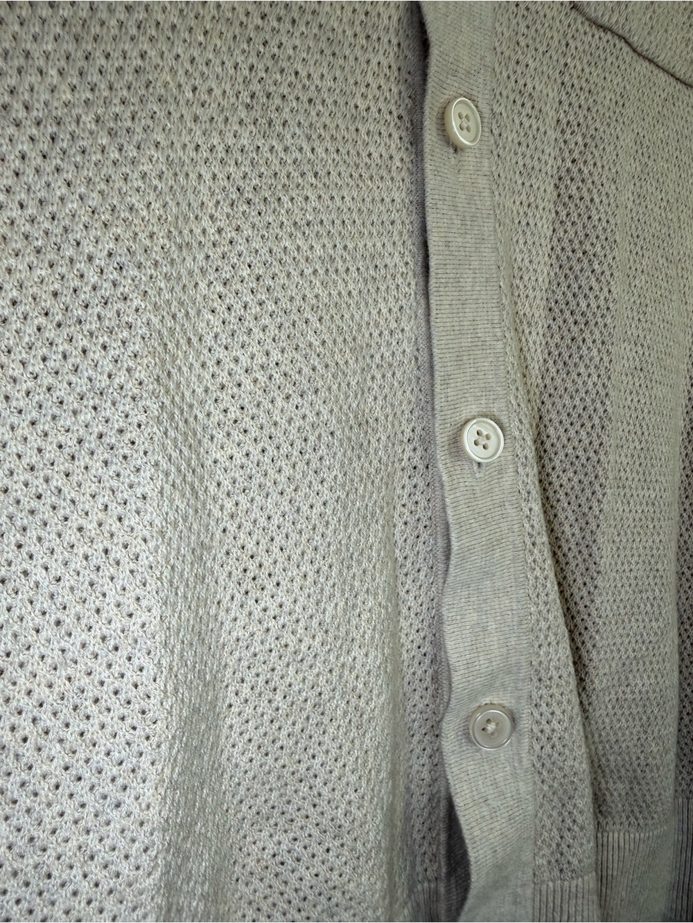 Quince 100% Organic Cotton Mesh Stitch Button-Up Sweater Polo Beige Old Money M - Picture 12 of 14